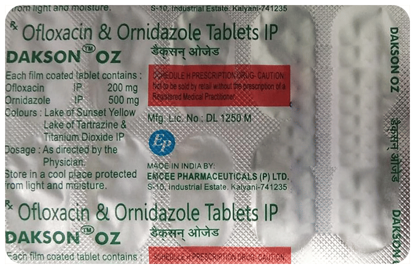 Dakson OZ 200 mg/500 mg Tablet