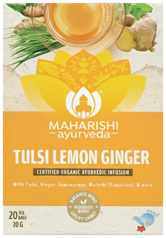 Maharishi Ayurveda Tulsi Lemon Ginger Herbal Tea | Immunity & Digestion