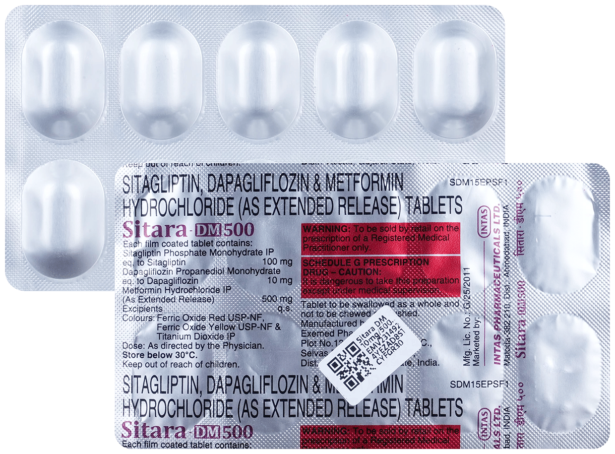 Sitara DM 10mg/500mg/100mg Tablet