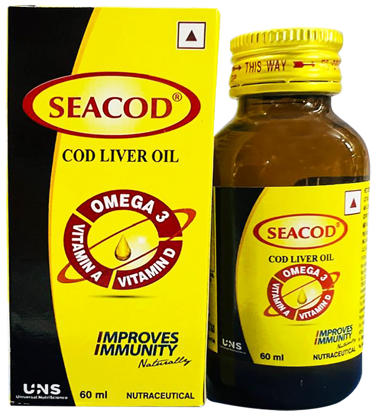 Seacod Cod Liver Oil |Omega-3, Vitamins D & A| Immune & Hearth Health | Brain & Joint Support