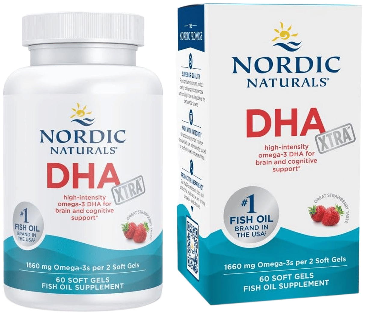 Nordic Naturals DHA Xtra 1660mg Omega 3 Softgel Strawberry