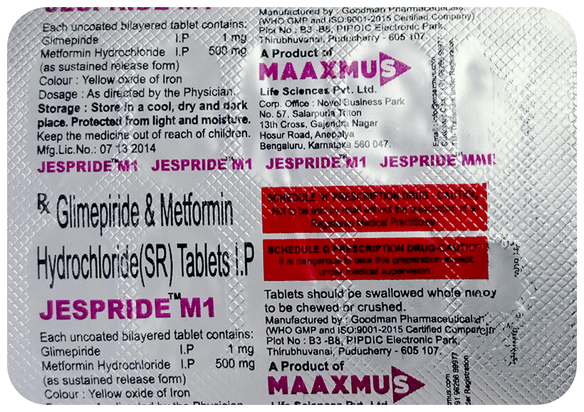 Jespride M 1mg/500mg Tablet SR