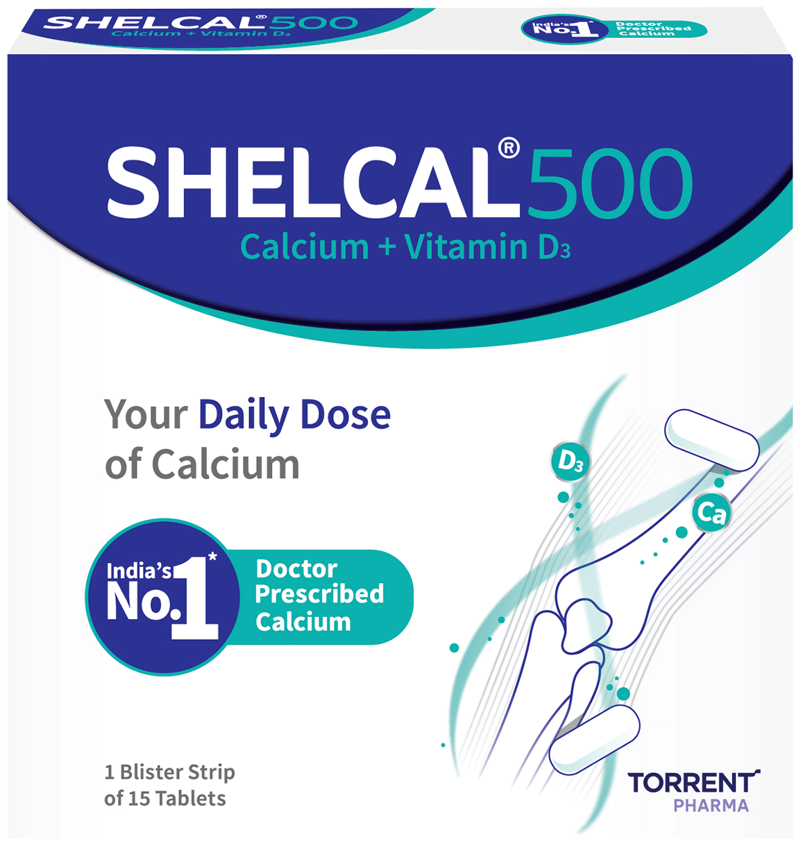 Shelcal 500 Calcium+Vitamin D3 Tablet | For Bones, Joints, Muscles Care | Supports Immunity | Daily Mineral Blend