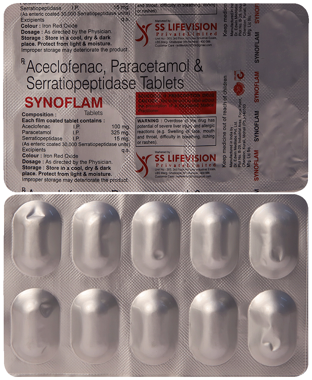Synoflam 100mg/325mg/15mg Tablet