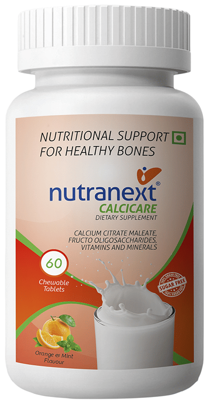 Nutranext Calcicare Tab Calcium, D2, Magnesium & Zinc for Strong Bones, Joints, Muscles Orange & Mint