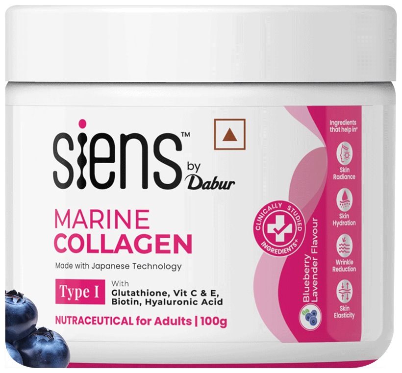 Siens by Dabur Marine Collagen Powder with Glutathione, Hyaluronic Acid, Vitamin C Blueberry Lavender