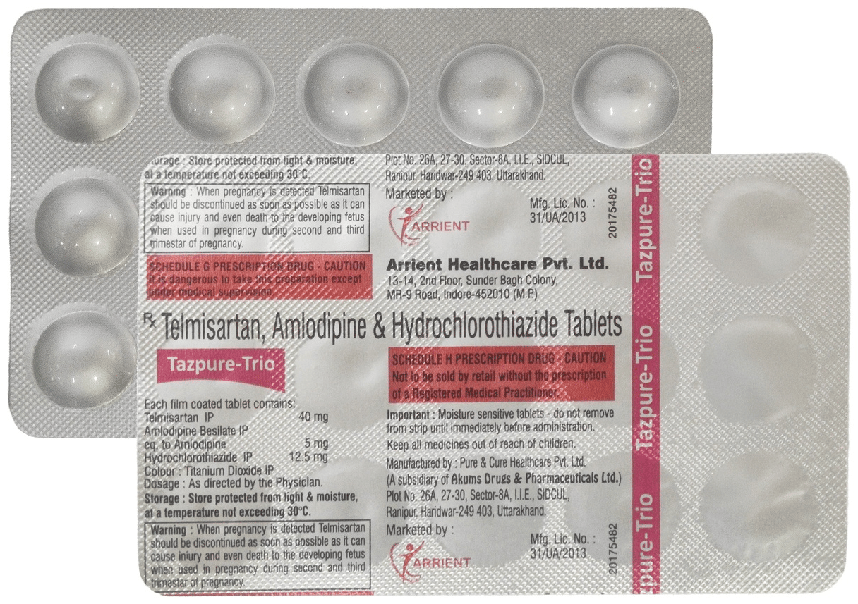 Tazpure Trio 40mg/5mg/12.5mg Tablet