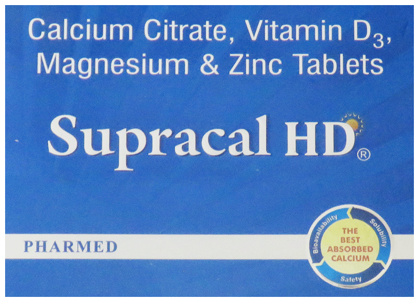 Supracal HD Tablet with Calcium, Vitamin D3, Magnesium & Zinc | For Bone & Teeth Health