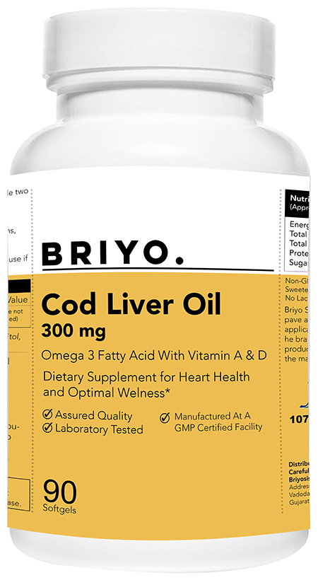 Briyo Cod Liver Oil Omega-3 Fatty Acids with Vitamin A & D