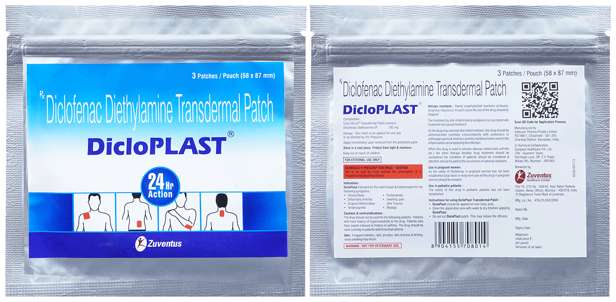 Dicloplast Diclofenac Diethylamine Transdermal Patch