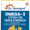 Dr. Morepen Triple Strength Omega 3 Fish Oil 1250mg Softgel with Vitamin E | For Heart & Brain Function | Bone, Joint & Muscle Care