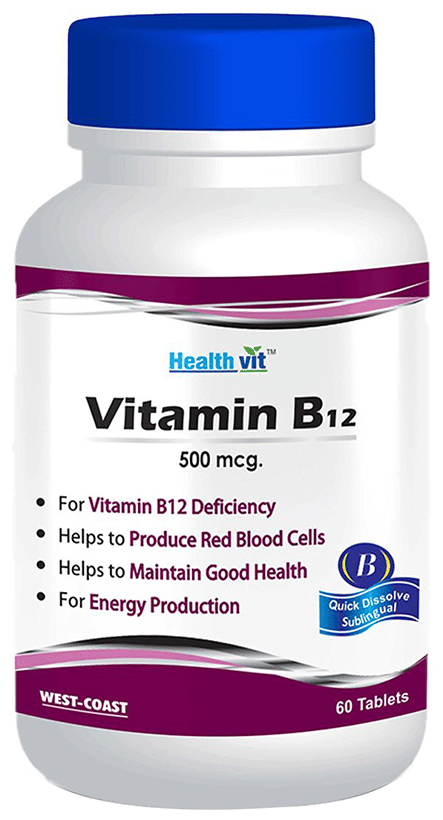 HealthVit Vitamin B12 500mcg | With Methylcobalamin | For Energy & RBC Production | Tablet
