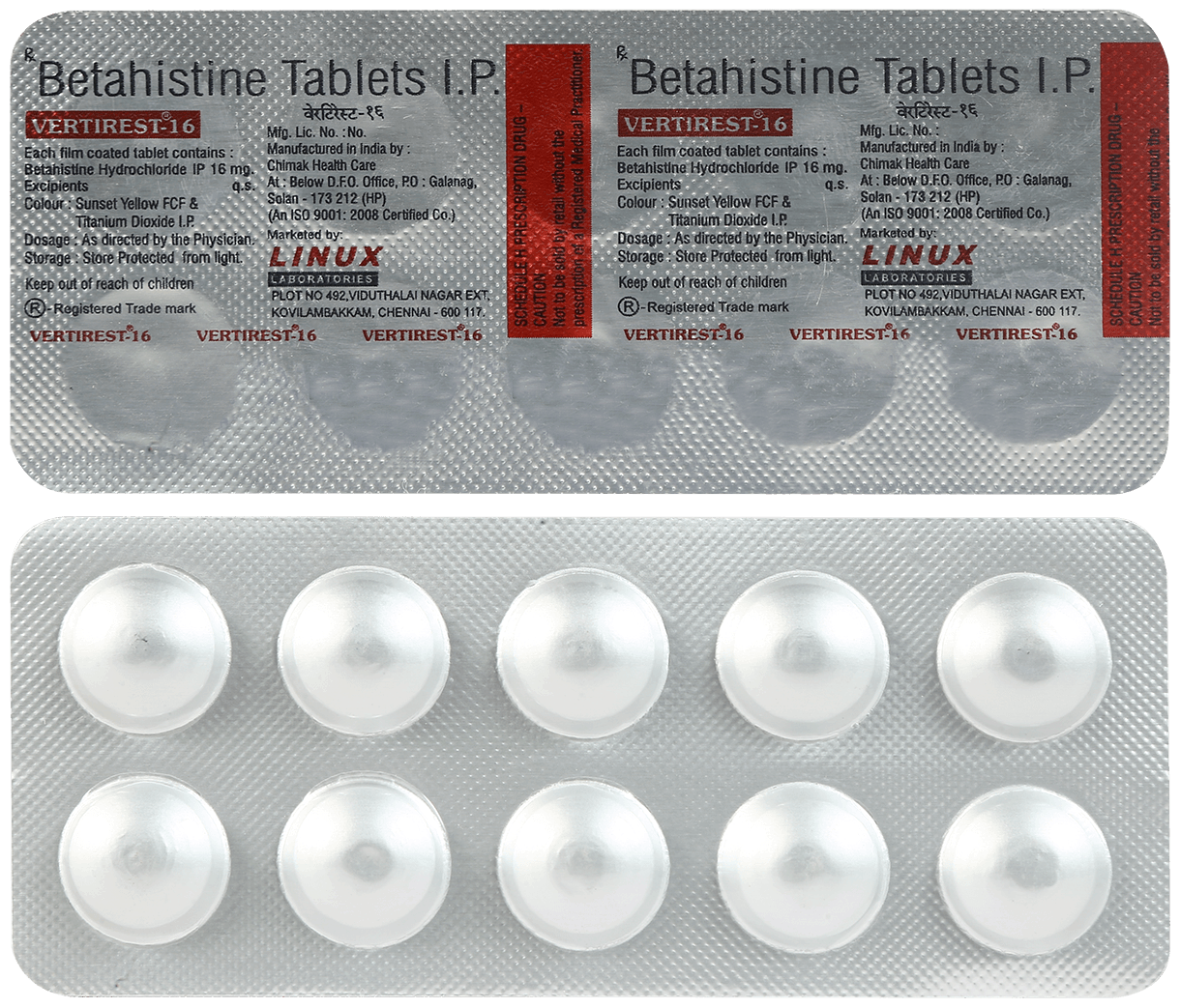 Vertirest 16mg Tablet