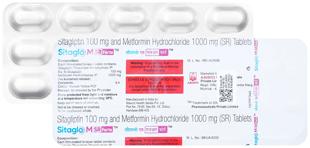 Sitaglo M Forte 100mg/1000mg Tablet SR