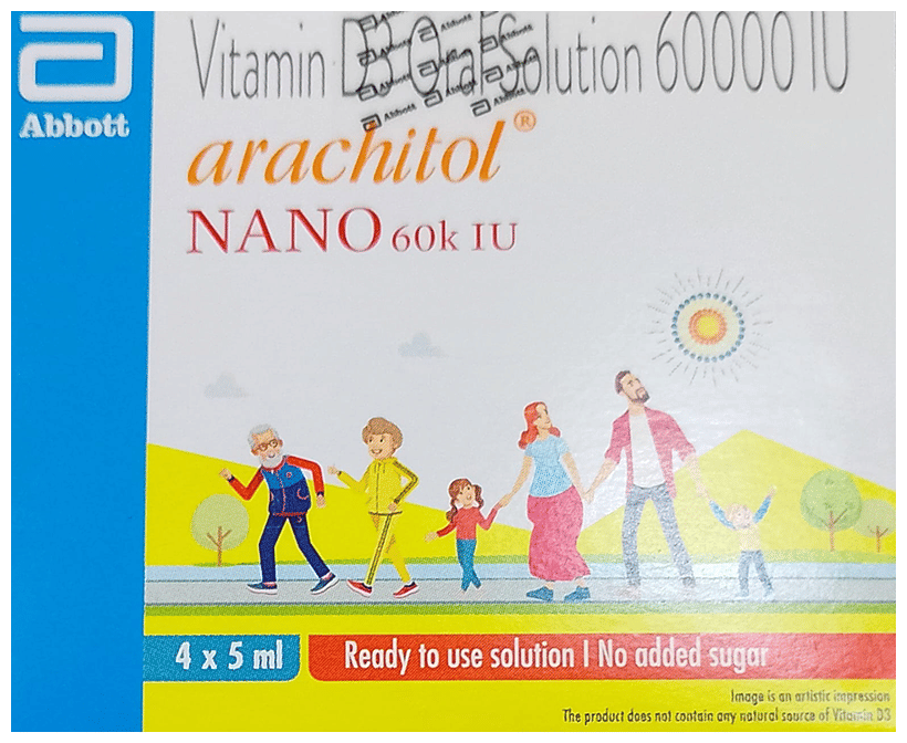 Arachitol Nano Bottle 60K IU Vitamin D3 Oral Solution (5ml each) | Bone, Joint and Muscle Care
