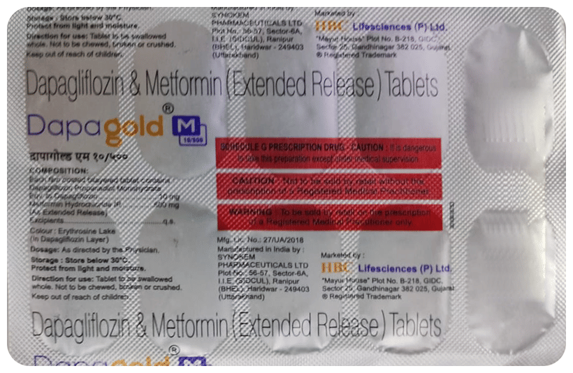 Dapagold M 10mg/500mg Tablet ER