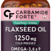 Carbamide Forte Cold Pressed Flaxseed Oil with 1250mg Omega 3-6-9 | Softgel Capsule for Heart, Bones & Joints Health