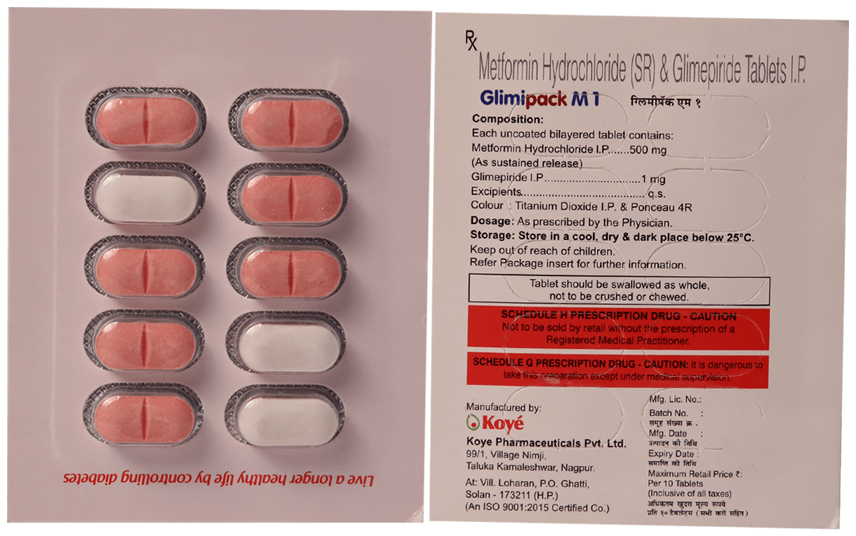 Glimipack M 1mg/500mg Tablet SR