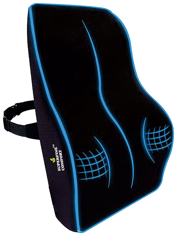 Superfine Comfort Orthopedic Lumbar Back Rest Chair Memory Foam Seating Cushion for Sciatica, Back Pain Relief