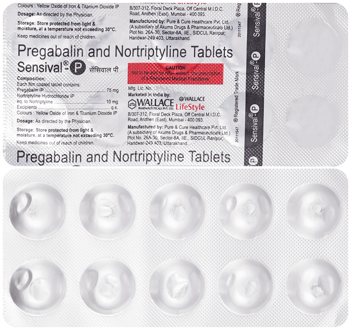 Sensival P 75mg/10mg Tablet