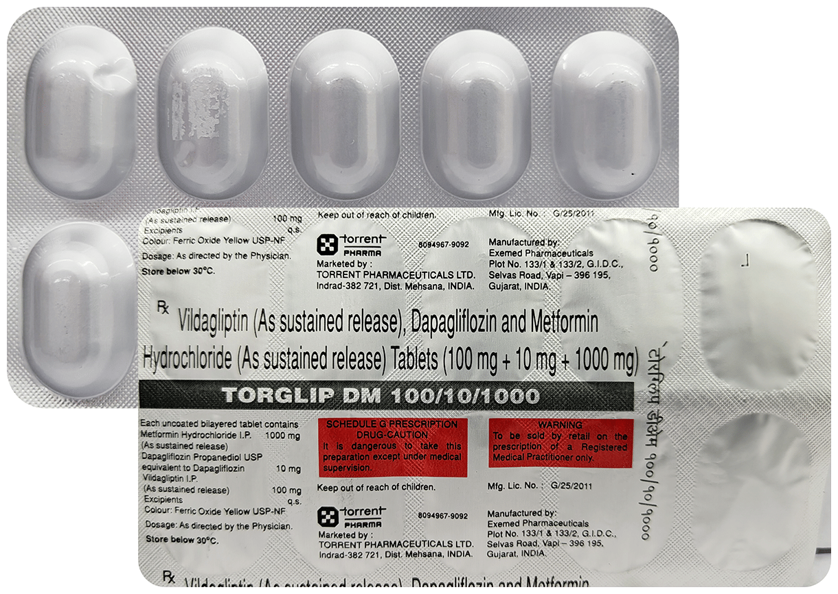 Torglip DM 10mg/1000mg/100mg Tablet