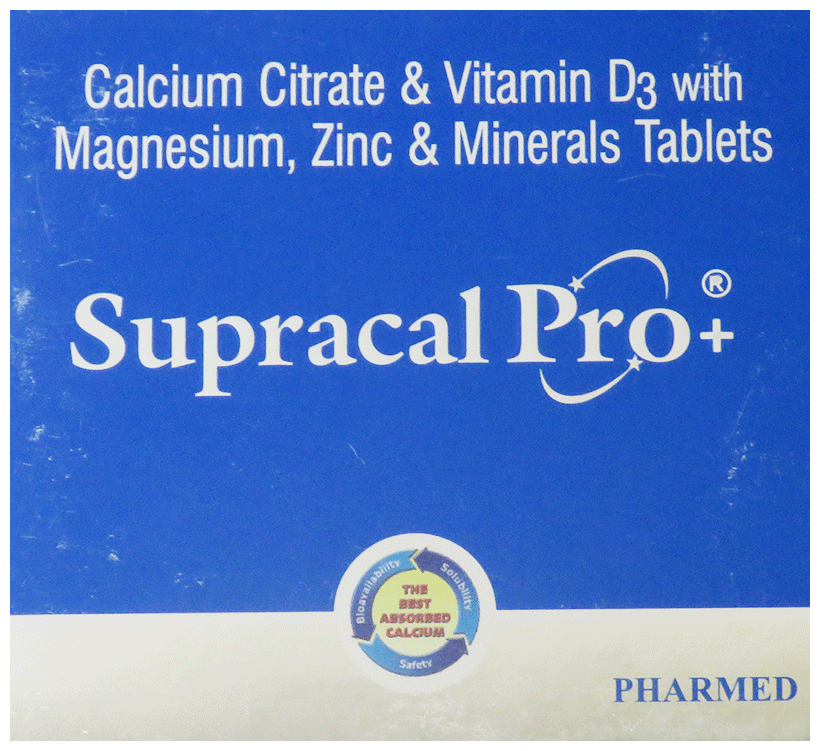 Supracal Pro+ Tablet with Calcium, Vitamin D3, Magnesium, Zinc & Minerals Tablet