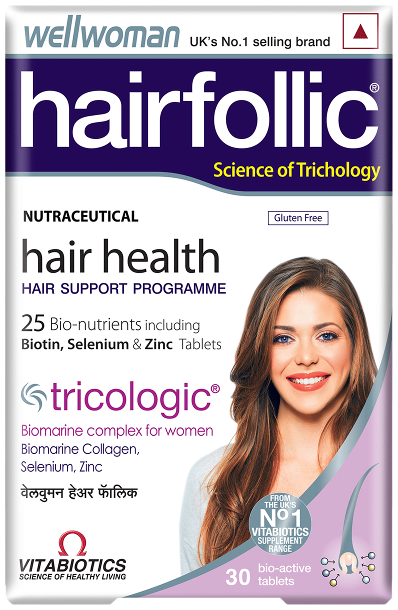 Wellwoman Hairfollic Tablet with Collagen, Zinc & Selenium | For Hair Health | Gluten-Free