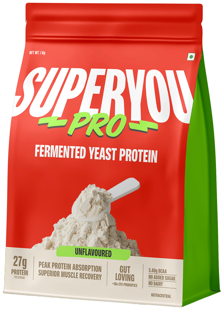 Super You Pro Fermented Yeast Protein | Peak Absorption | Superior Muscle Recovery | Gut Friendly + 1Bn CFU Probiotics | Unflavoured
