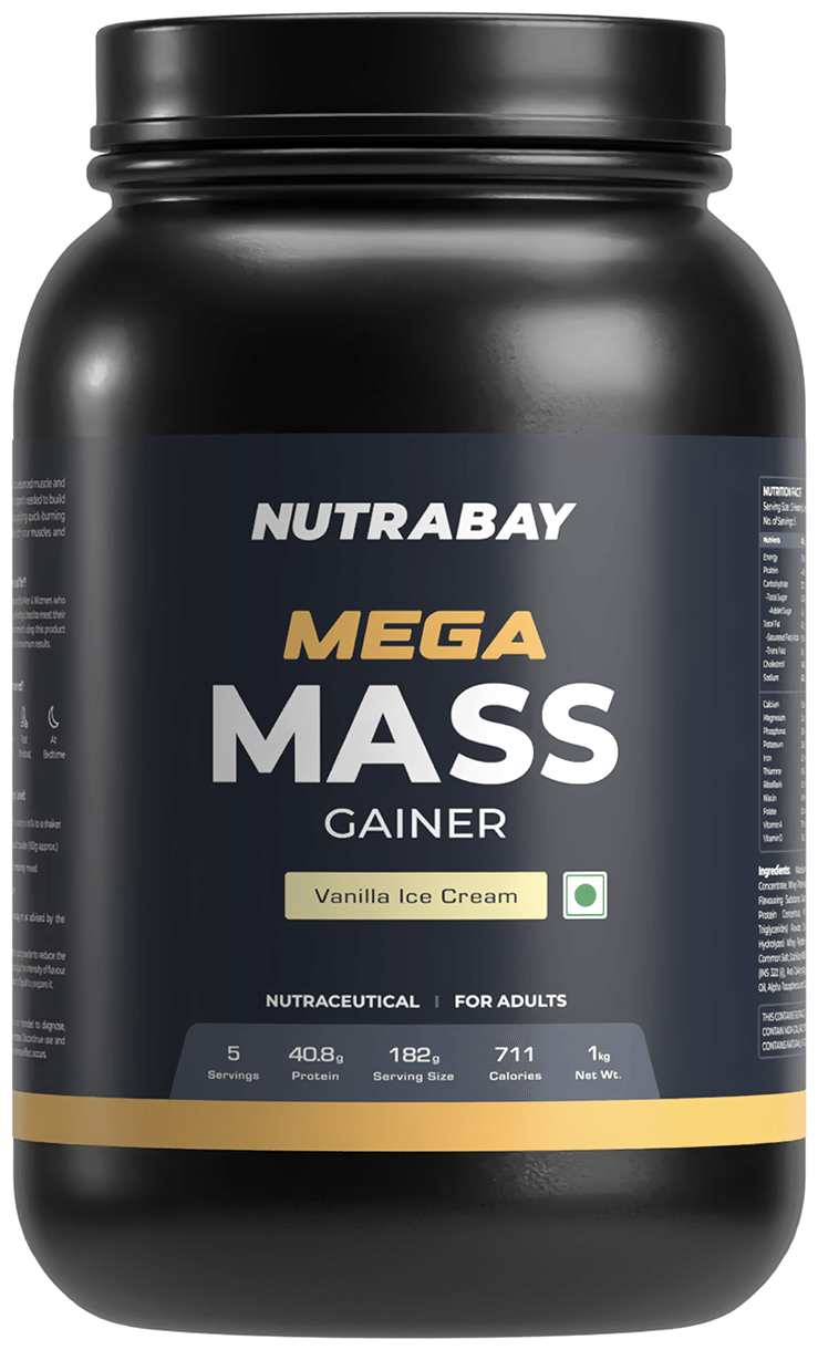 Nutrabay Gold Mega Mass Gainer Powder Vanilla Icecream