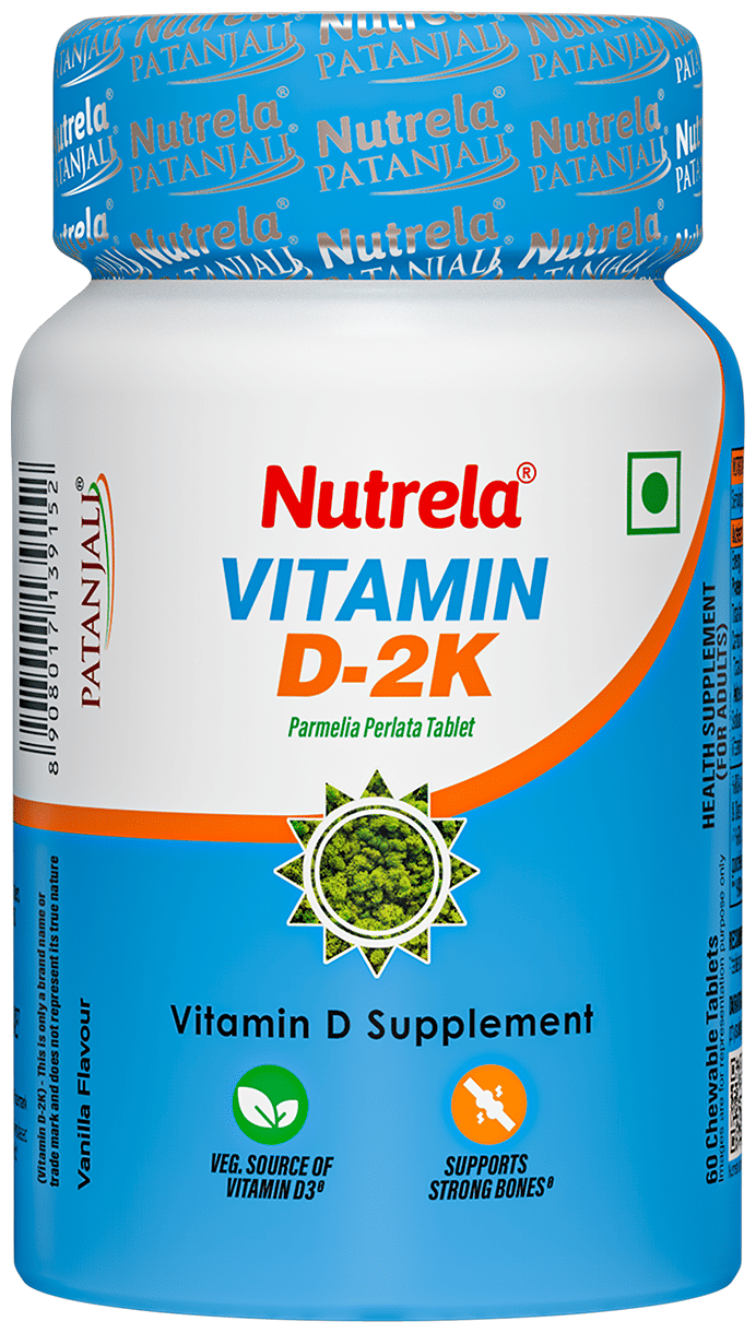 Patanjali Nutrela Vitamin D 2K for Bone Health | Flavour Vanilla Chewable Tablet
