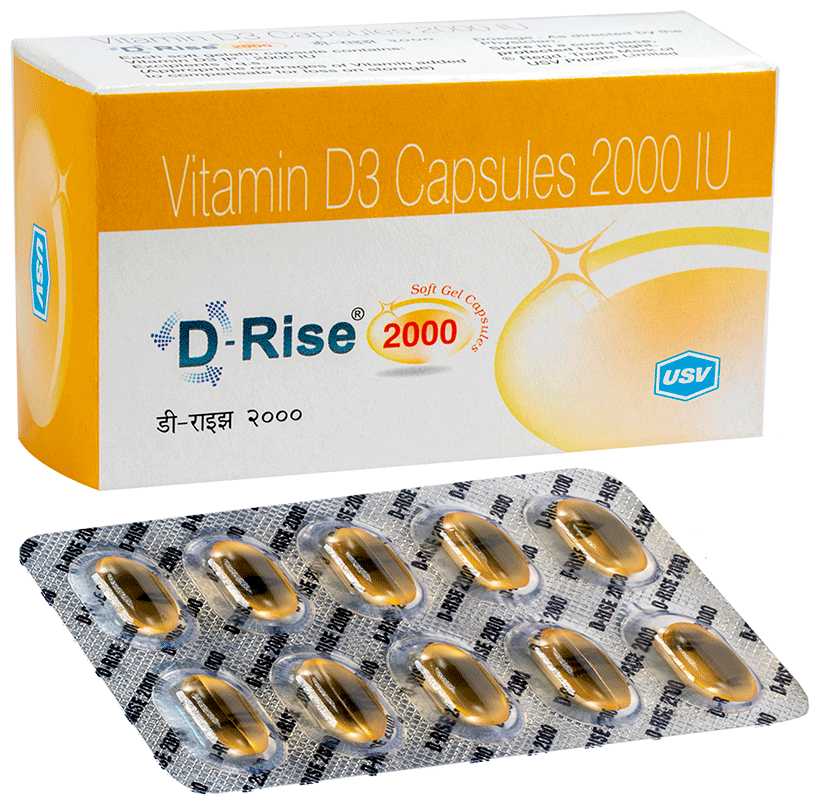 D-Rise 2000 Capsule with Vitamin D3 (Cholecalciferol) for Bone Health | Bone, Joint & Muscle Care