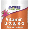 Now Foods Vitamin D3 (1000 IU) & K2 (45mcg) | Capsule for Bone & Heart Health